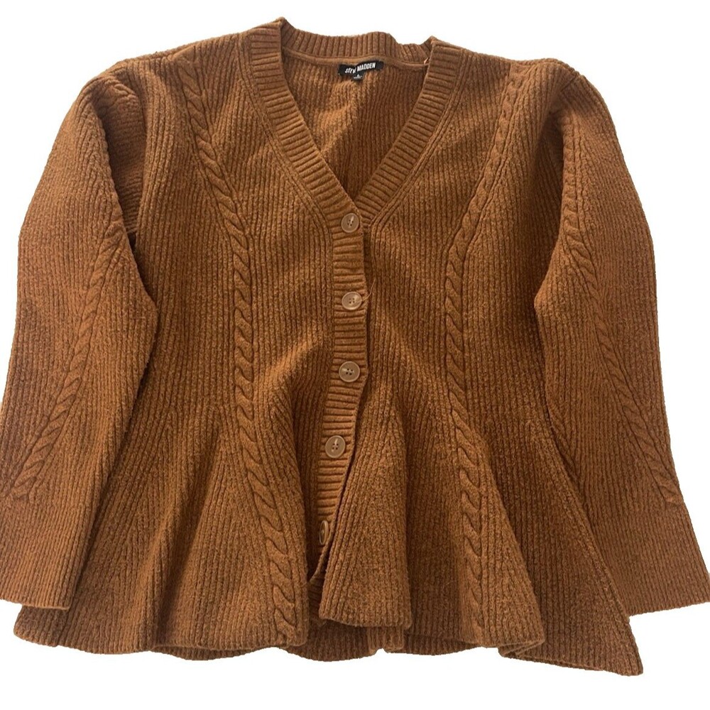 Steve Madden Courtney Peplum Sweater - Pumpkin Spice -Large